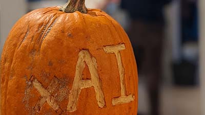 A pumpkin at Abzu's Autumn Beer, Data, + Drugs event