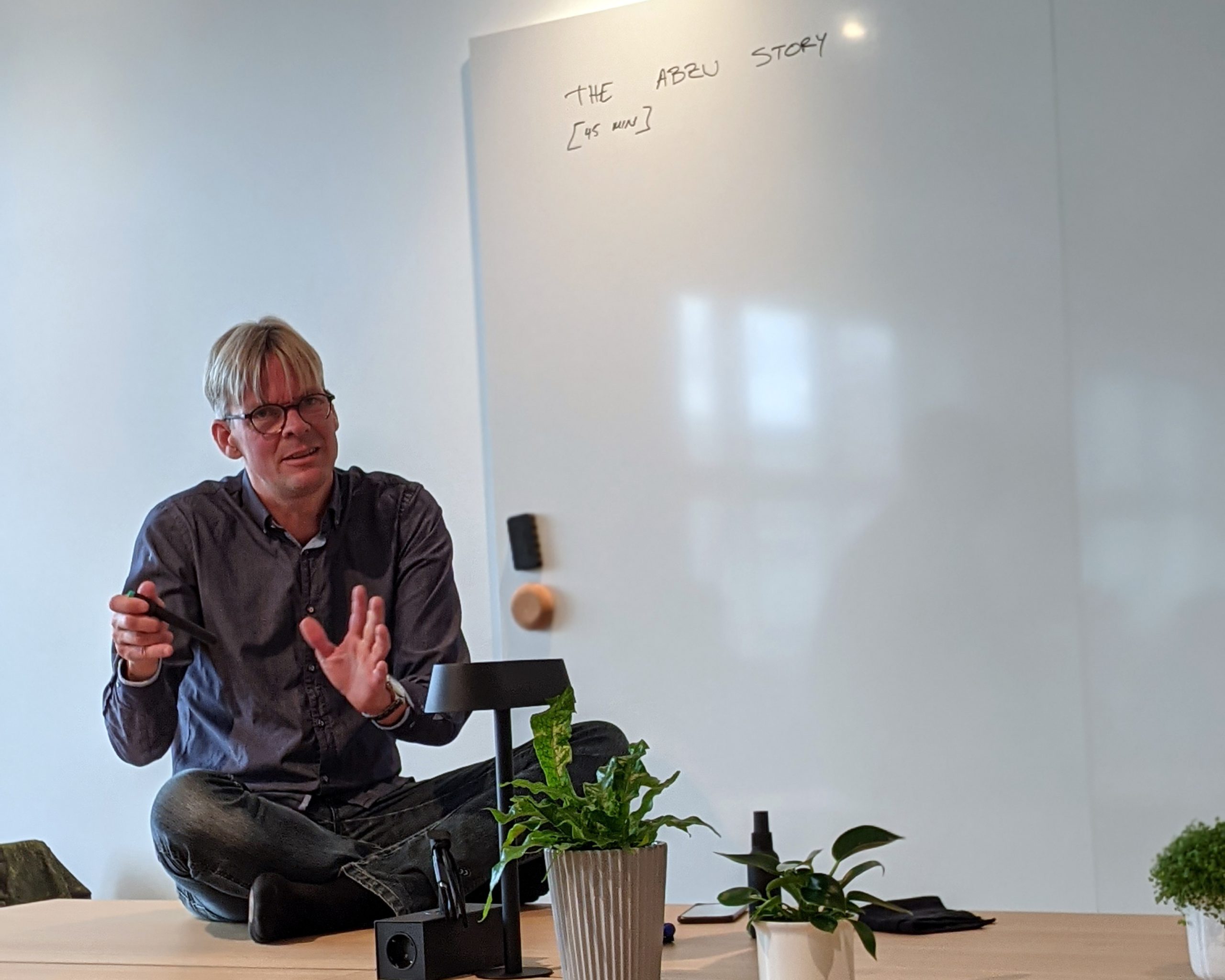 Casper Wilstrup tells the story of Abzu on a desk